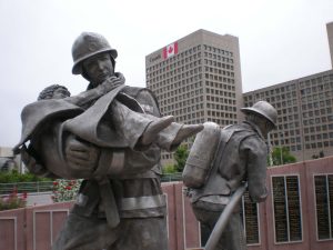 sculpture of firefighters